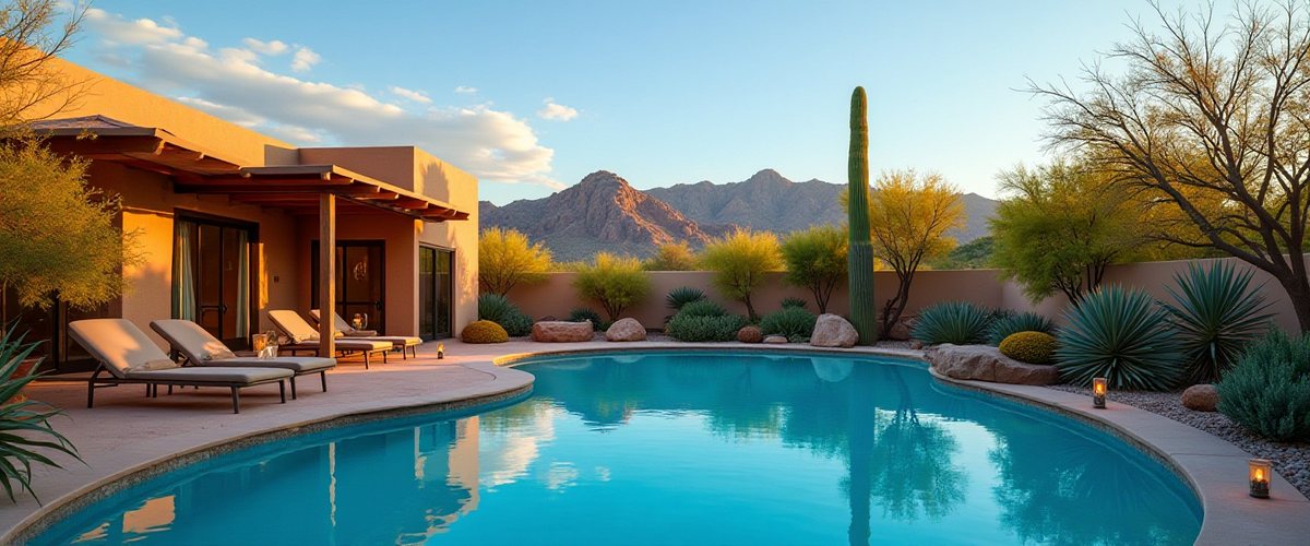 Residential pool in North Phoenix with Sonoran desert and mountain views